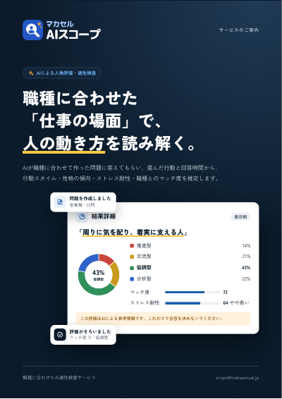 資料「マカセルAIスコープ サービスのご案内」の表紙